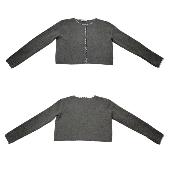 Zara Scalloped Trim Knit Cropped Cardigan Preppy Cozy Neutral Ballet-core Large - Picture 17 of 17
